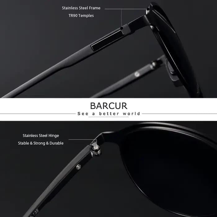 BARCUR-Lunettes de soleil polarisées pour femme, verres solaires ronds, à la mode, pour la conduite