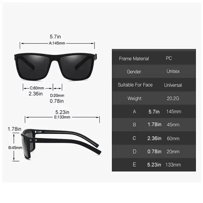 Lunettes de soleil polarisées carrées pour hommes et femmes, monture légère