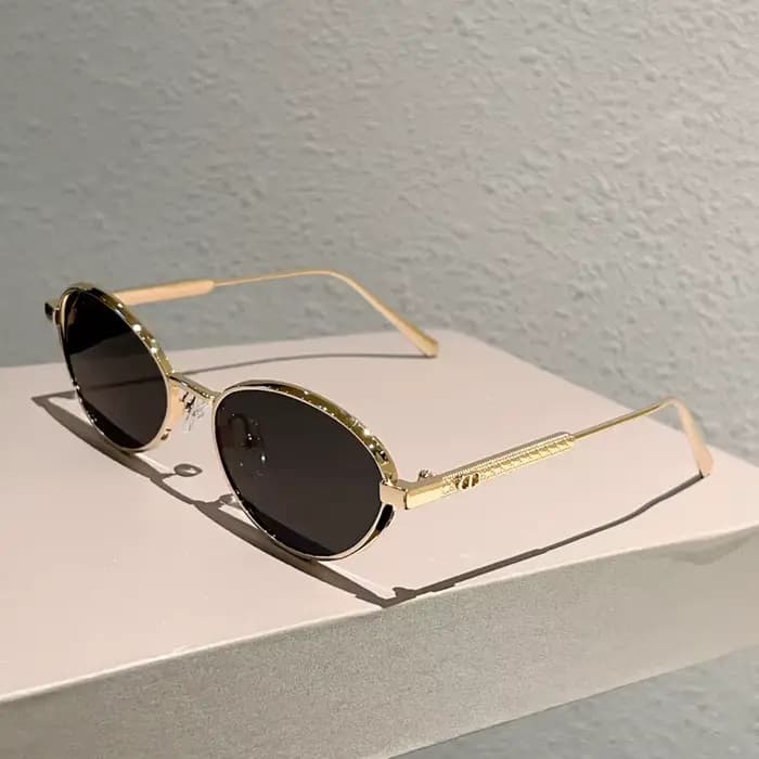Lunettes de soleil ovales Fashion Ocean Lenses pour femmes et hommes, monture métallique, design de 
