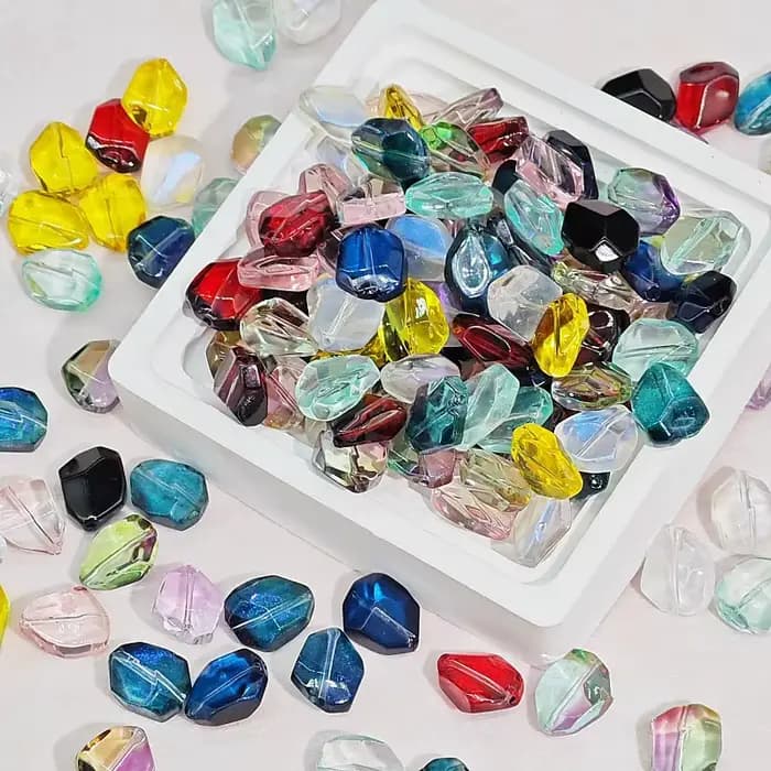 Perles de verre en forme de pierre irrégulière pour bijoux, perles de cristal au chalumeau, bracelet