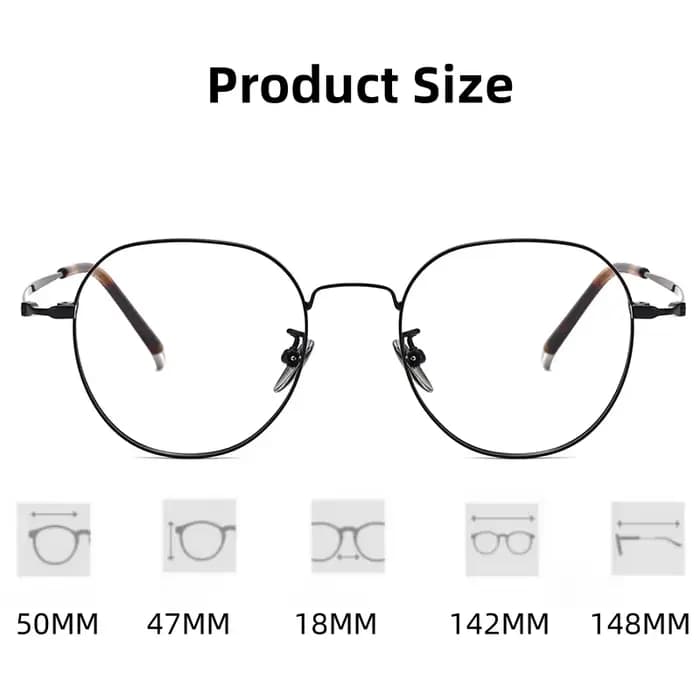 FIRADA lunettes confortables à la mode luxueux rond lunettes en titane montures de lunettes de vue p
