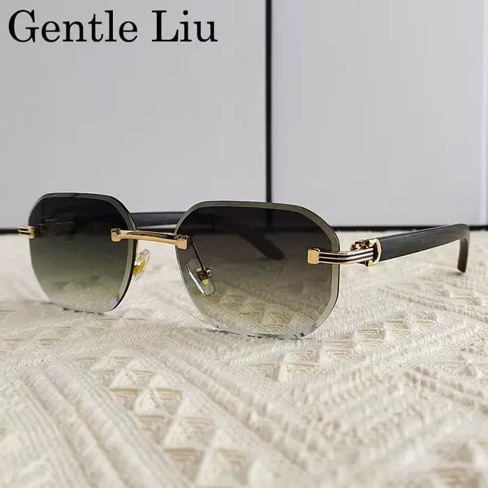 Lunettes de soleil vintage carrées sans monture pour hommes 2026 – Marque de luxe tendance, style pu