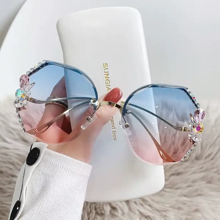 Lunettes de soleil vintage sans monture avec biscuits pour femmes et hommes, lunettes de soleil à le