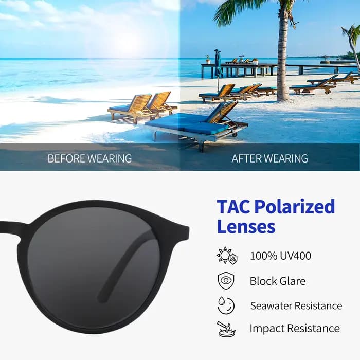 ZENOTTIC-Lunettes de soleil polarisées rétro pour hommes et femmes, monture ronde vintage, jambes en