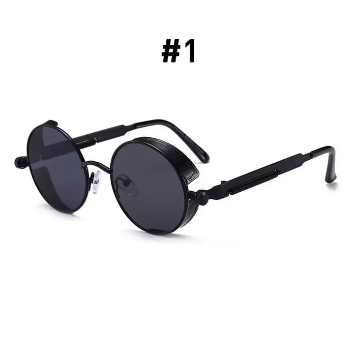 VIVIBEE Lunettes de soleil Steampunk rouges vintage pour hommes, rondes, en alliage métallique, styl