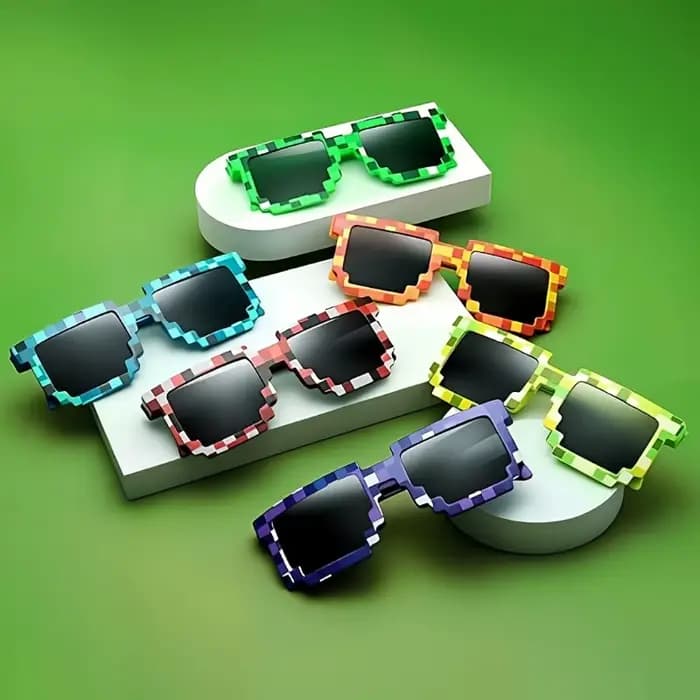 Lunettes de soleil Pixel rétro pour adultes, 7 pièces, cadeaux de fête pour anniversaires et événeme