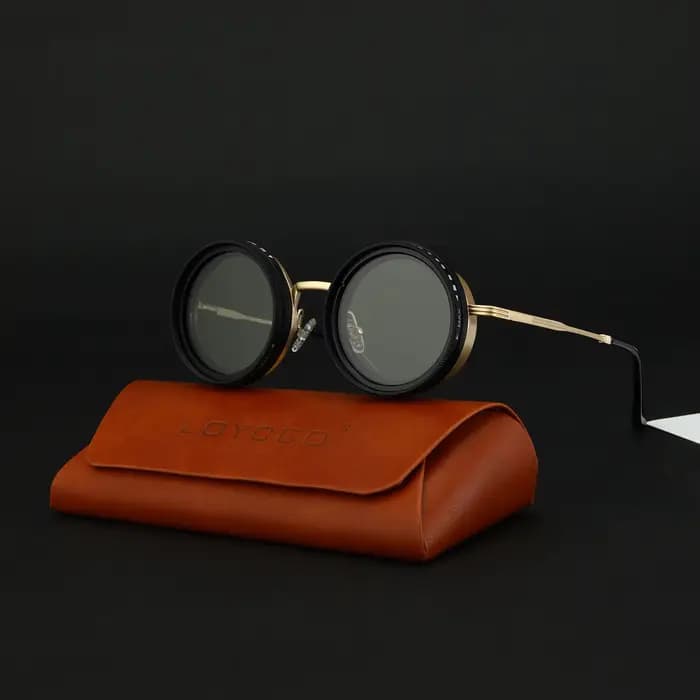 Lunettes de soleil polarisées Magic Blue ND9 à gradation réglable, style rétro punk rond, pour homme