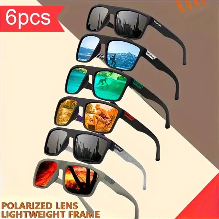 6 paires de lunettes de mode hip-hop colorées de forme carrée, lunettes accessoires à la mode pour t