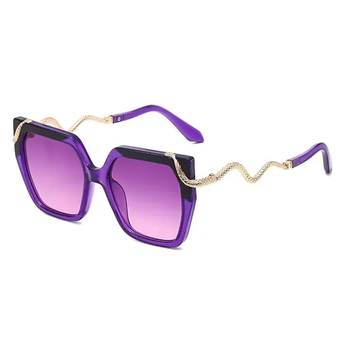 Lunettes Anti-lumière polygone surdimensionnées pour femmes, verres dégradés, monture métallique, dé