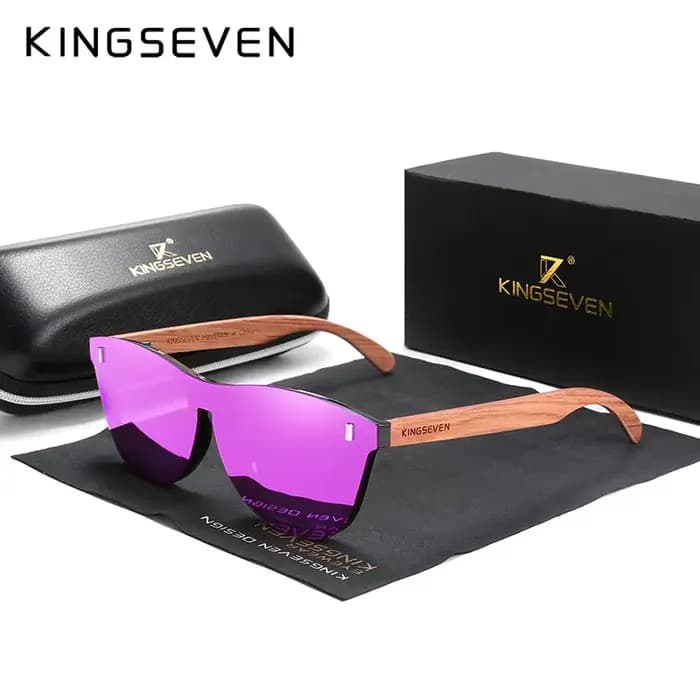 KINGSEVEN-Lunettes de soleil polarisées en bois pour hommes et femmes, moteurs naturels