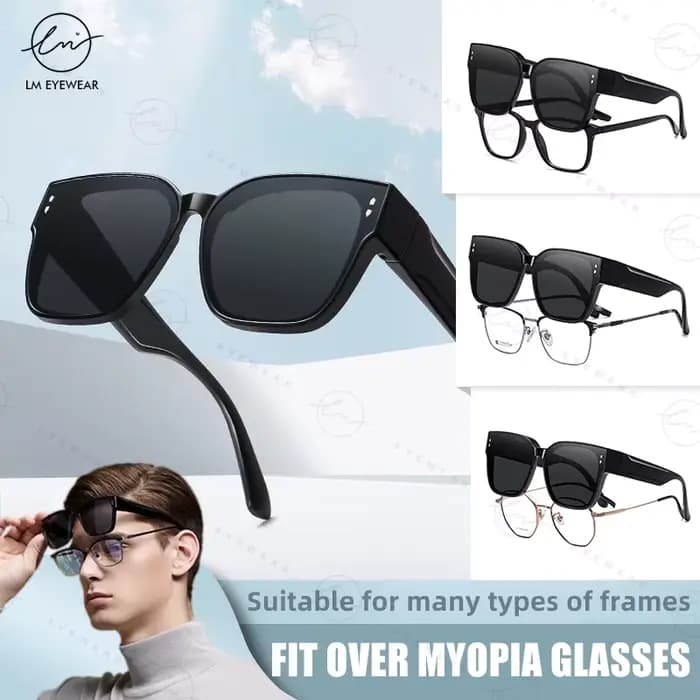 LM marque surdimensionné cadre couverture lunettes optiques tendance ajustement sur lunettes de sole