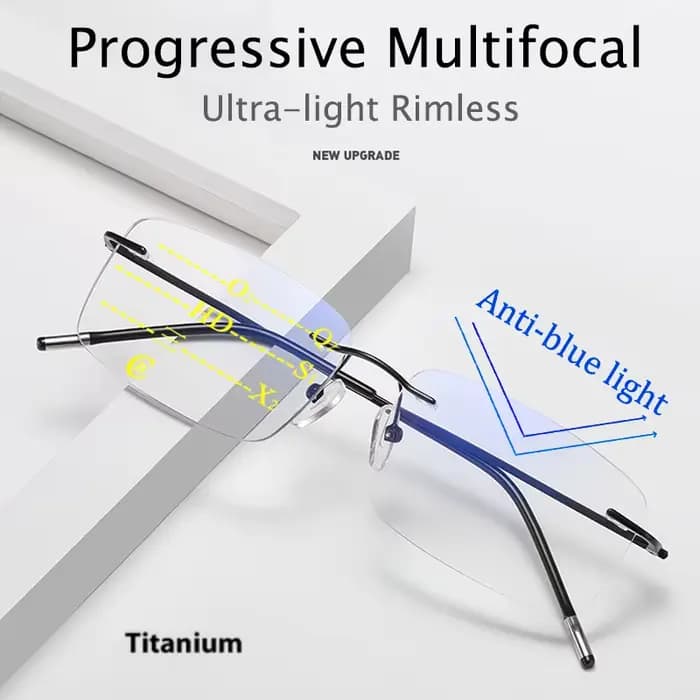 Lunettes de lecture multifocales progressives en titane, sans bords, zoom intelligent pour hommes et