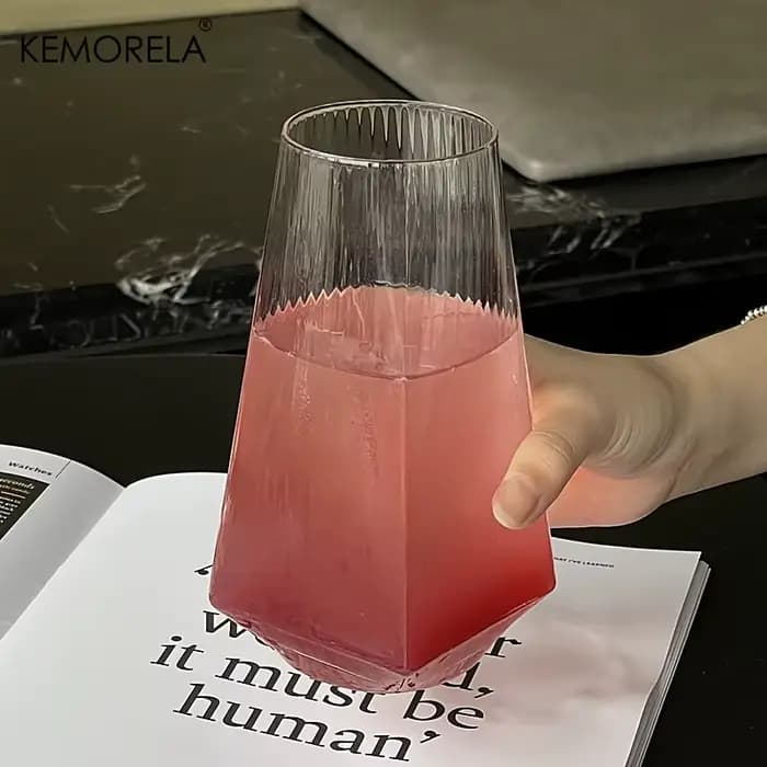 KEMORELA Verre à bille géométrique vertical de 500 ml Verre à boire de cocktail moderne pour eau Jus