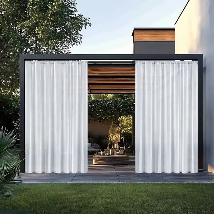 2 rideaux imperméables pour gazebo, voilages transparents pour patio, protection UV, avec passe-tige