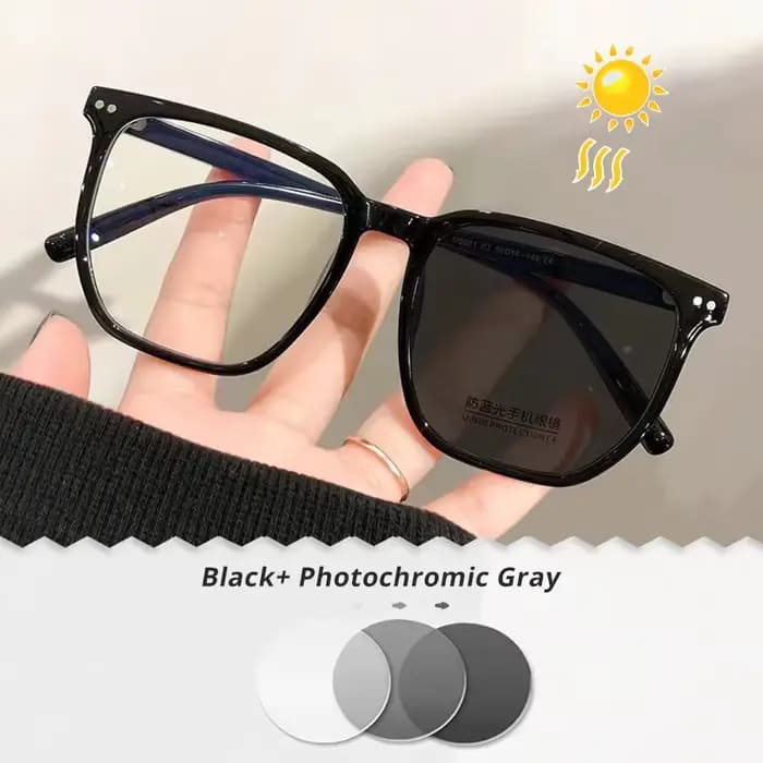 Respzed-Lunettes de myopie photochromiques pour hommes et femmes, lunettes de soleil carrées, gris, 