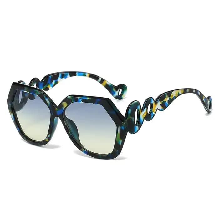 2025 hexagone femmes lunettes de soleil marque concepteur couleur Patchwork évider cercle élégant vo
