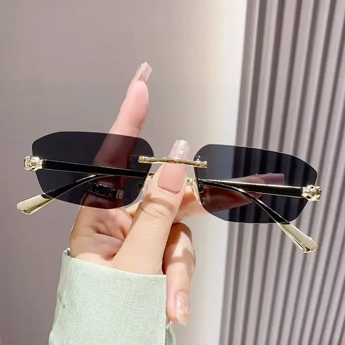 Lunettes de soleil sans monture tête de léopard pour femmes et hommes, style vintage punk, design de