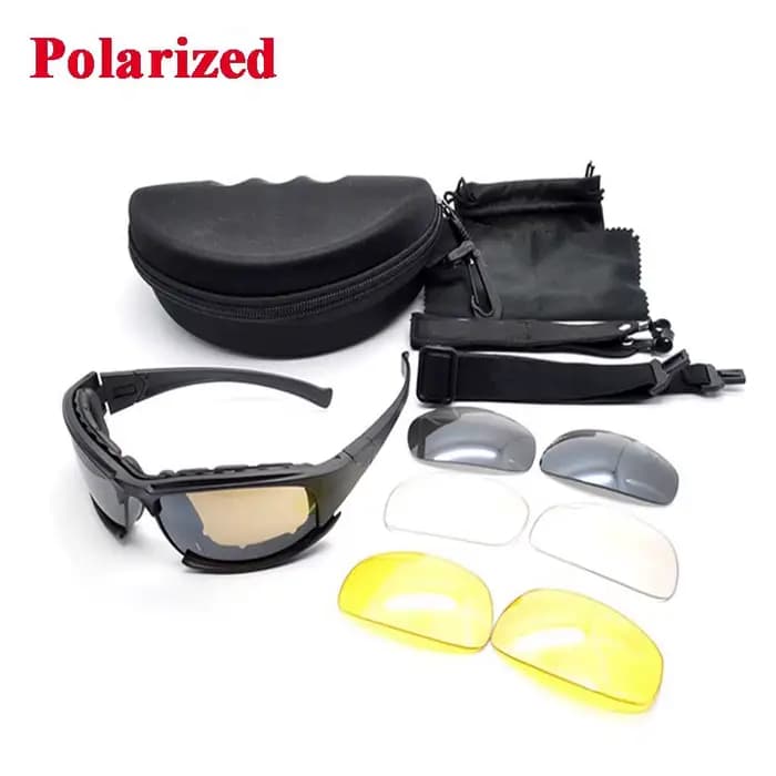 Lunettes de tir et de randonnée pour hommes, lunettes tactiques polarisées, lunettes de soleil, 4 ve