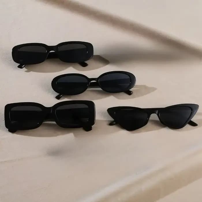 Ensemble de 4 lunettes tendance pour femmes, monture noire en plastique, petite taille, adaptées aux