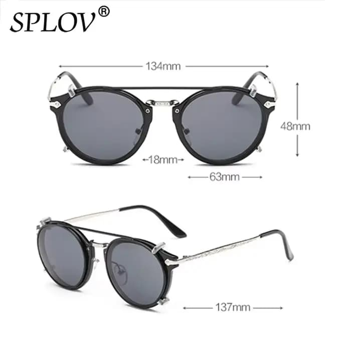 Lunettes de soleil rétro Steampunk à Clip rond pour hommes et femmes, verres amovibles Double couche