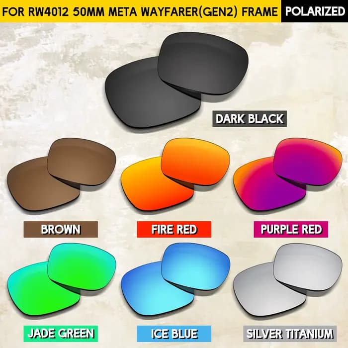 Lentilles de remplacement polarisées Performance pour lunettes Meta Wayfarer (Gen2) RW4012 (Gen1) RW