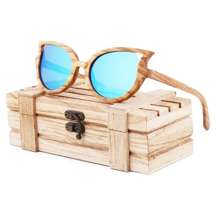 Lunettes de soleil en bois Zebra polarisées UV400, style mode, verres colorés variés avec étui en bo