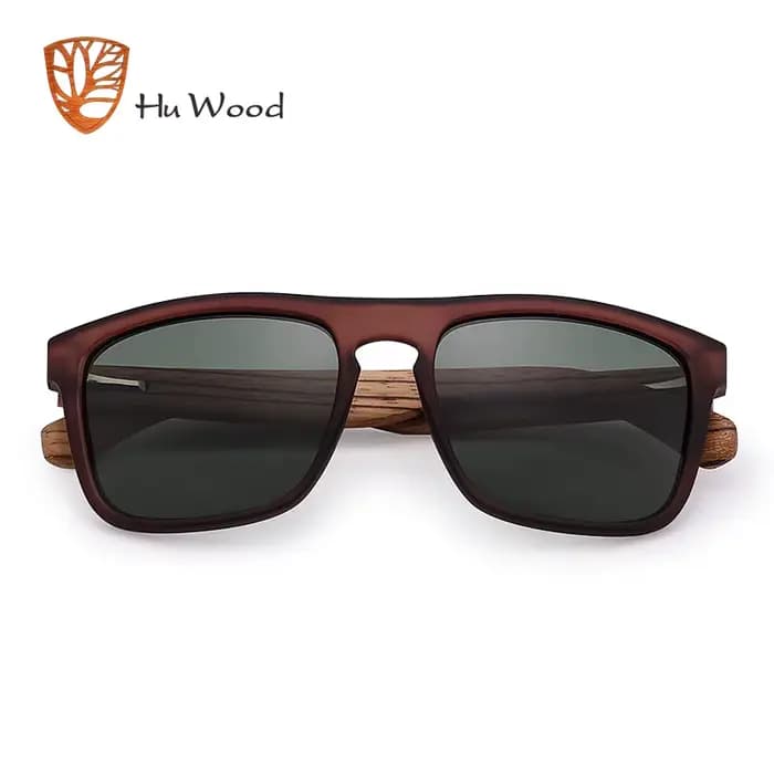 HU WOOD lunettes de soleil pour hommes bois de zèbre lunettes de soleil polarisées lentilles rectang