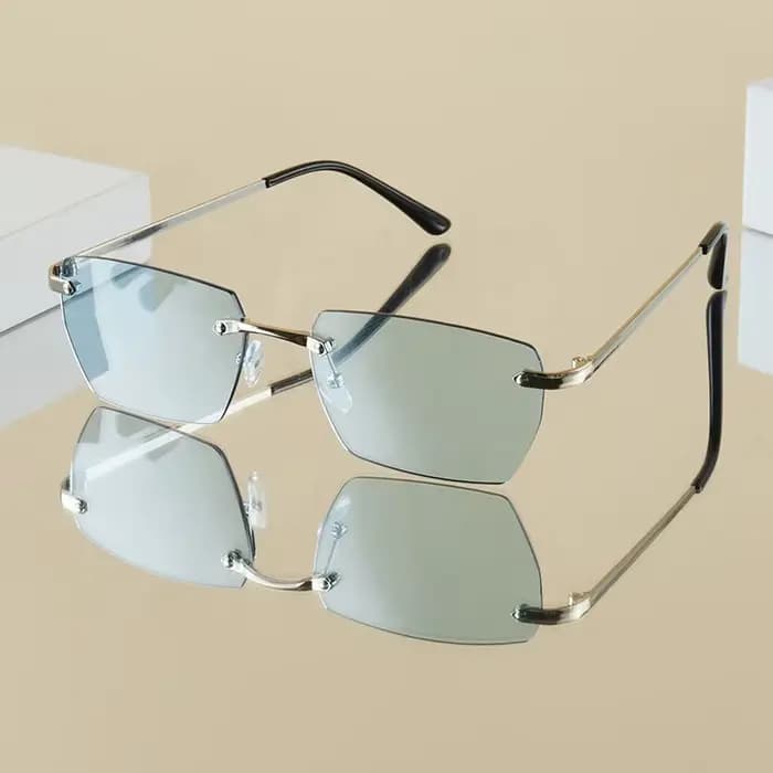Lunettes carrées en métal pour hommes, 1 pièce, sans cadre, élégantes, rétro, décontractées, polyval