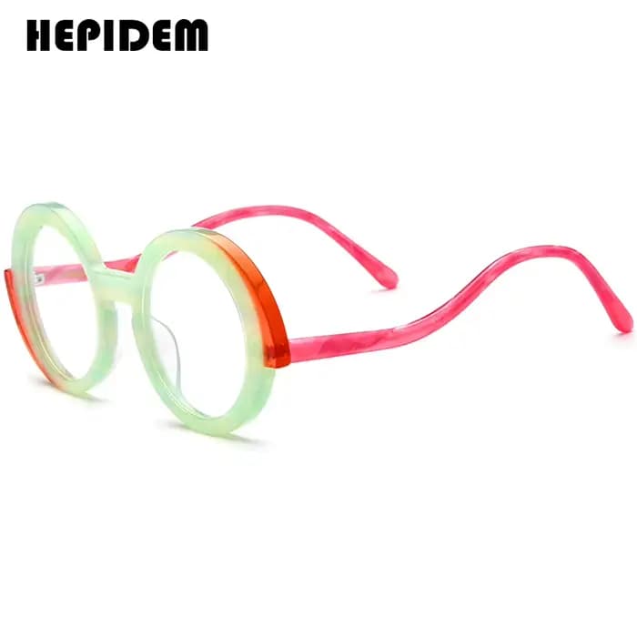 HEPIDEM-Lunettes Rondes en Acétate pour Femmes, Design de Marque, Surdimensionnées, Grande Taille, M