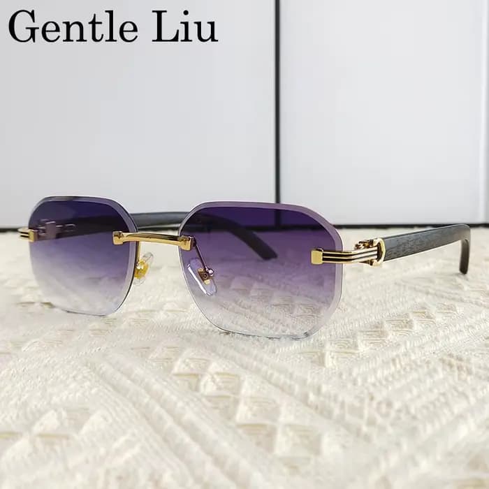 Lunettes de soleil vintage carrées sans monture pour hommes 2026 – Marque de luxe tendance, style pu