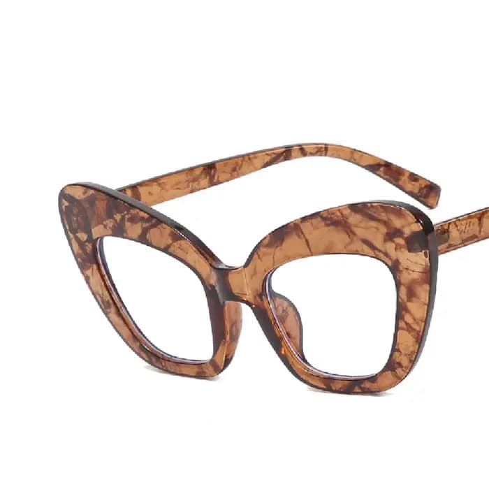 Oeil de chat Anti lumière bleue monture de lunettes femmes surdimensionné Vintage clair lentille léo