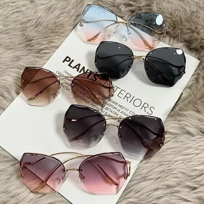 Lunettes de soleil rondes irrégulières pour femmes, lunettes de soleil dégradées, lunettes de soleil
