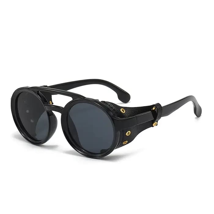 Lunettes de soleil rétro Steampunk pour hommes et femmes, UV400 rondes Punk, Vintage, nuances en cui