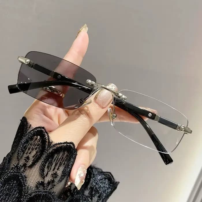 Lunettes de myopie à couleur changeante sans monture pour hommes lunettes de myopie carrées Anti-lum