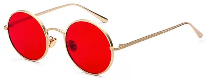 Kachawoo – lunettes de soleil pour femmes, avec verres rouges, monture ronde en métal, style rétro v