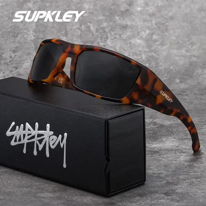 SUPKLEY Lunettes de soleil légères de style sport pour hommes avec monture carrée, résistantes aux U