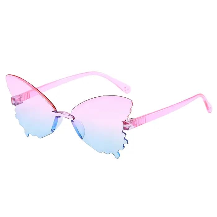 Lunettes de soleil tendance pour filles, lunettes de soleil papillon sans monture confortables pour 