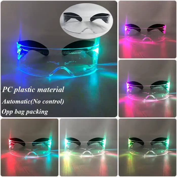 Lunettes néon colorées à LED, lunettes Shoous, Cyberpunk, accessoire de fête, lunettes lumineuses po