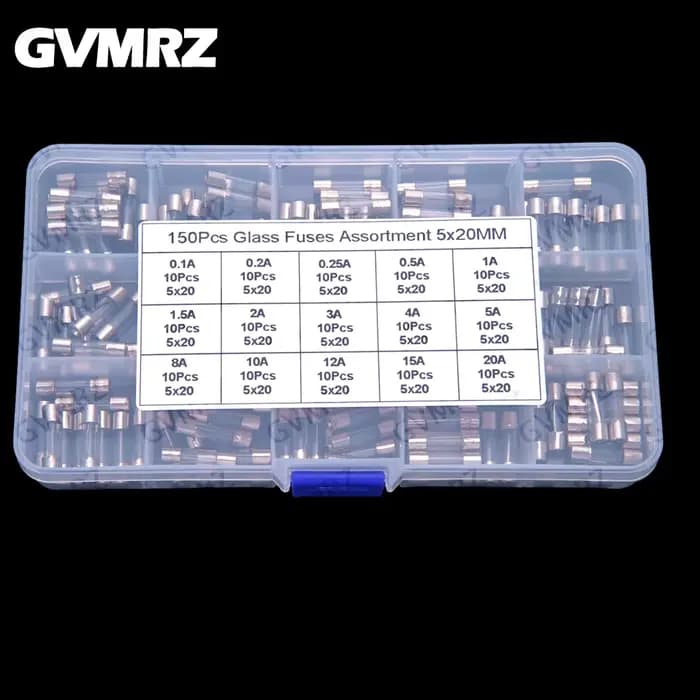 15 Valeurs ​ ​ Ensembles de fusibles en verre 5x20mm, 150 pièces: 0,1A 0,2A 0,25A 0,5A 1A 1,5A 2A 3A
