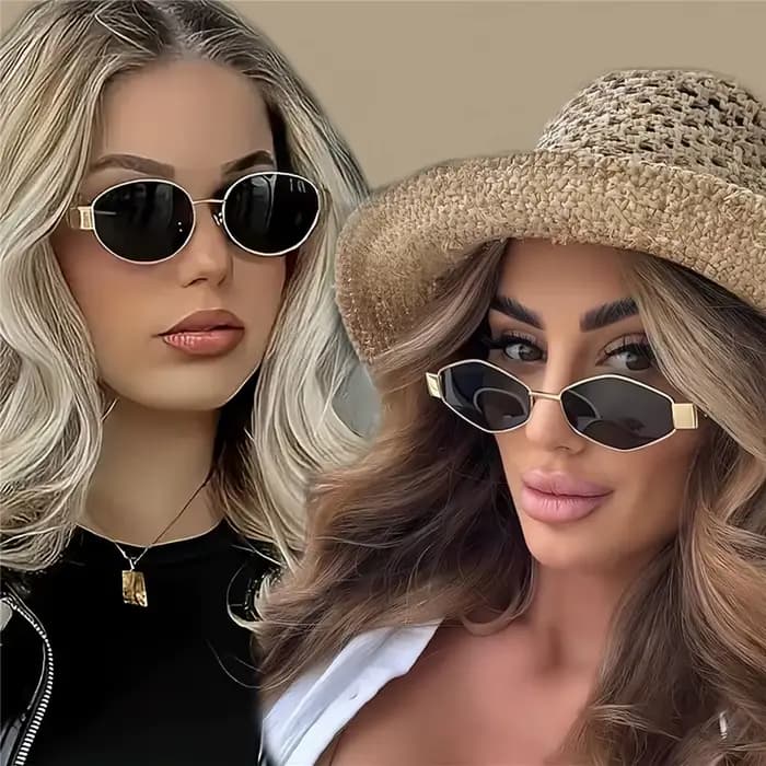 2 pièces Vintage Style Punk lunettes de soleil rétro rond cadre en métal femmes lunettes de soleil l