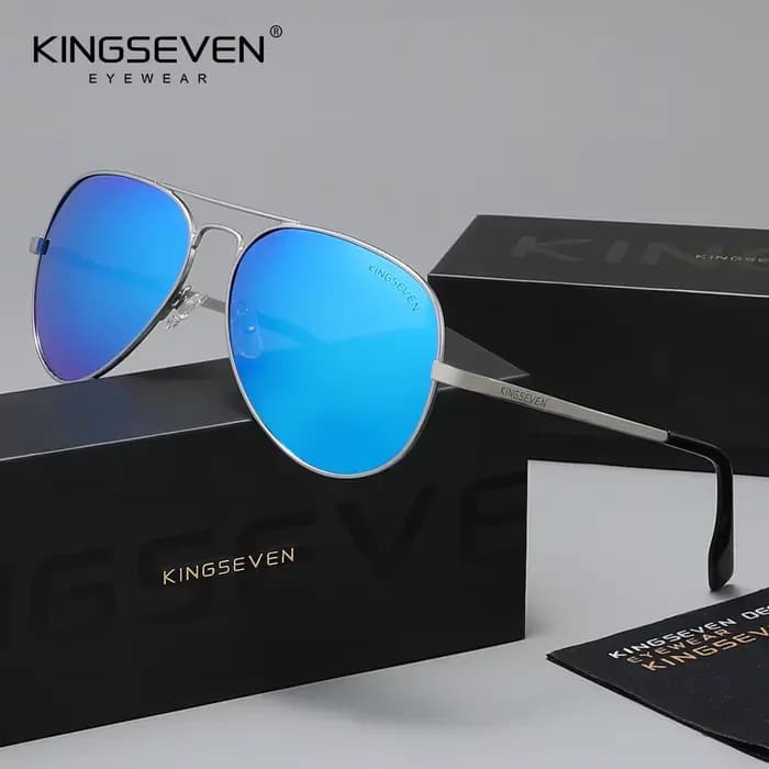 KINGSEVEN Lunettes de soleil polarisées UV400 en aluminium pour hommes, style aviateur, haute qualit