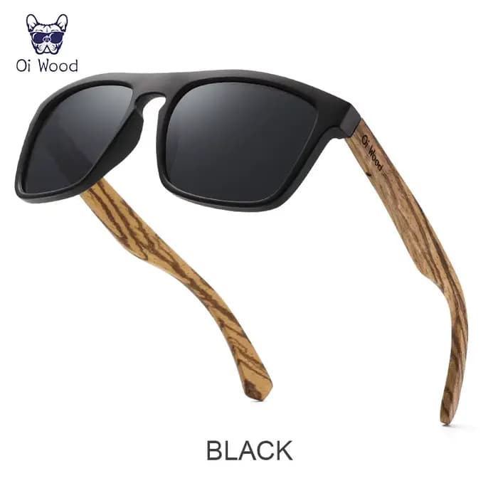 Oi bois femmes lunettes de soleil lunettes de soleil carrées lunettes en bois verres rouges polarisé