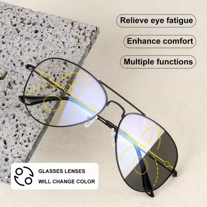 Lunettes de lecture multifocales photochromiques de style décontracté pour hommes, monture plaquée m