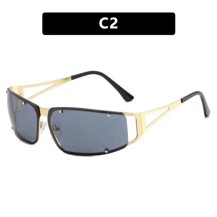 Lunettes de soleil futuristes de créateur de mode, monture large, rivets creux personnalisés, lunett
