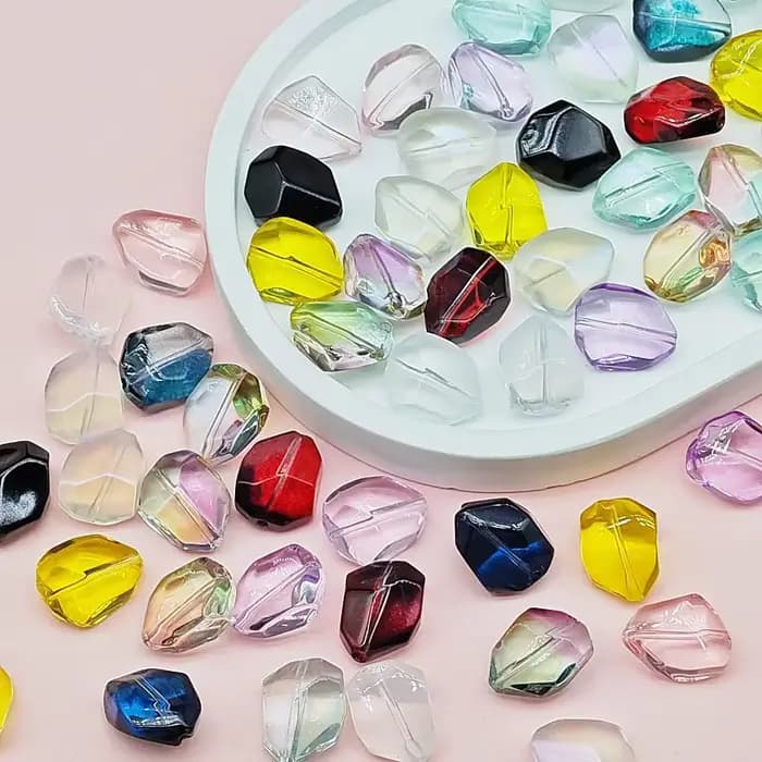 Perles en verre irrégulières en forme de pierre, perles d'espacement, bricolage, bracelet de directi