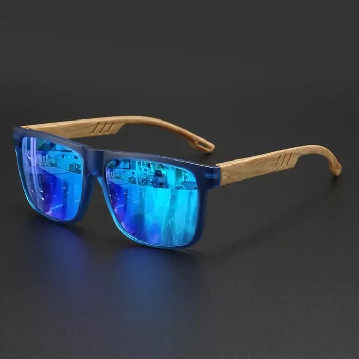 Nouvelles lunettes de soleil carrées à la mode, charnière à ressort en grain de bois, UV400 unisexe 