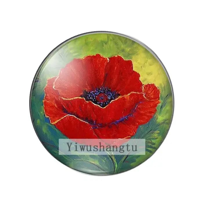Beauté fleurs de coquelicot rouge magnifiques 8mm/10mm/12mm/18mm/20mm/25mm photo ronde cabochon en v