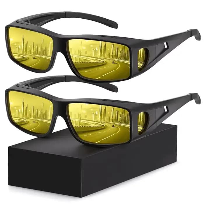 Lunettes de conduite nocturne polarisées HD anti-éblouissement avec protection UV, à porter par-dess