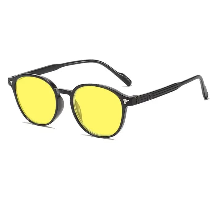Lunettes de vision nocturne à monture ronde et verres jaunes pour hommes et femmes, ultralégères, bl