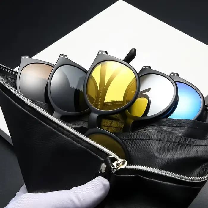 5 en 1 aimant lunettes de soleil femmes polarisées pince sur lunettes hommes rond Prescription optiq